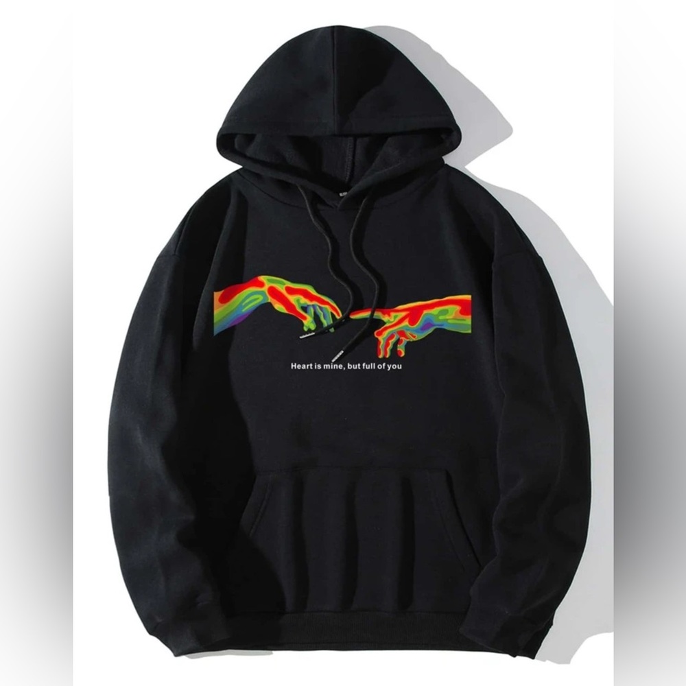 SHEIN Black Graphic Hoodie